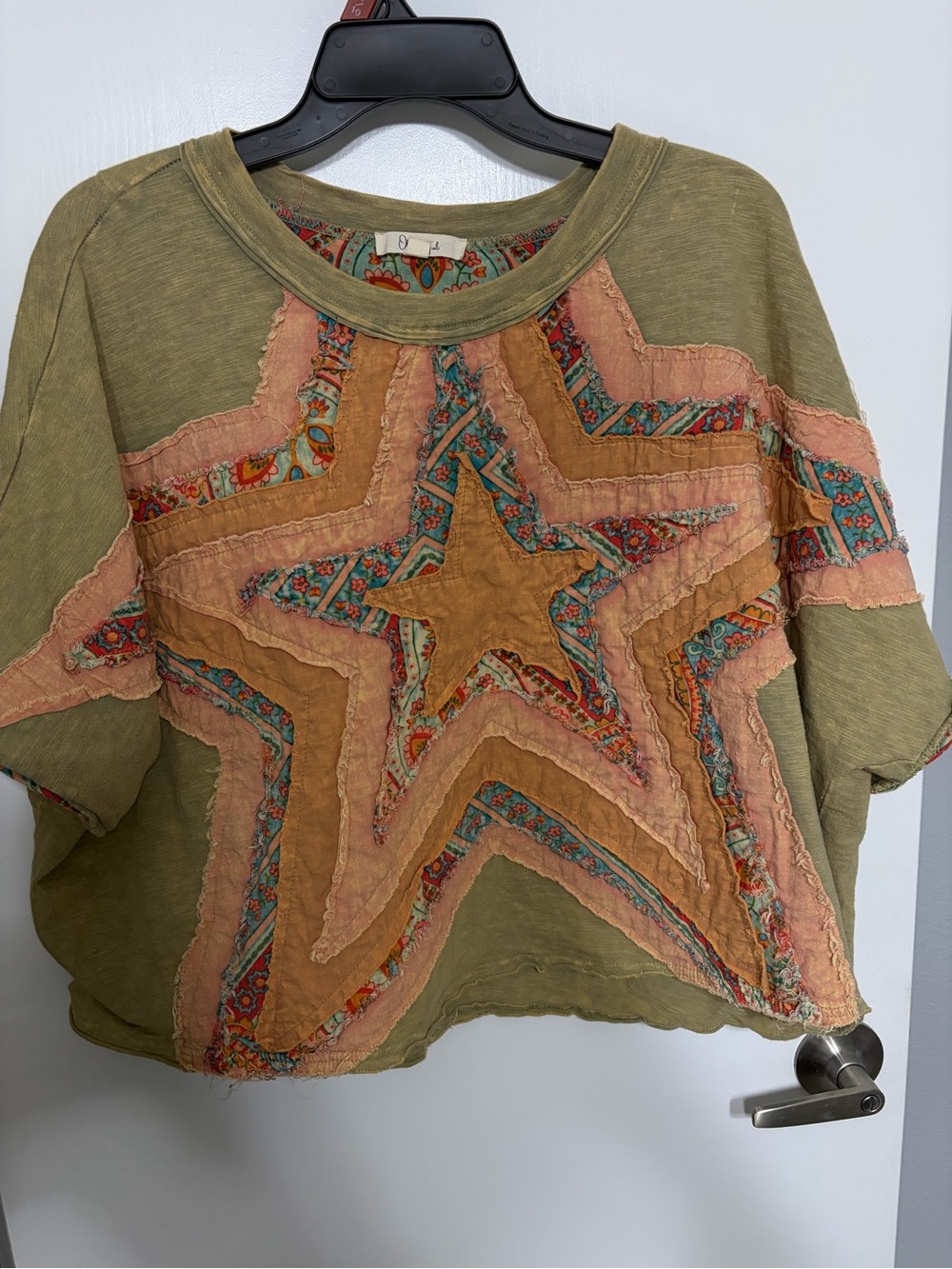 Oli & Hali Olive Green Star Appliqué Short Sleeve Top